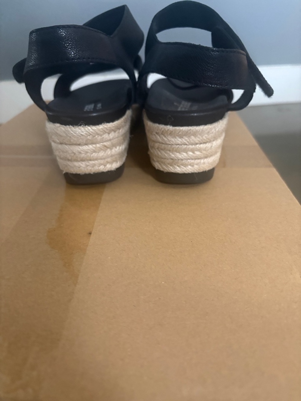 Black Espadrille Platform Sandals with Ankle Strap - Picture 4 of 5